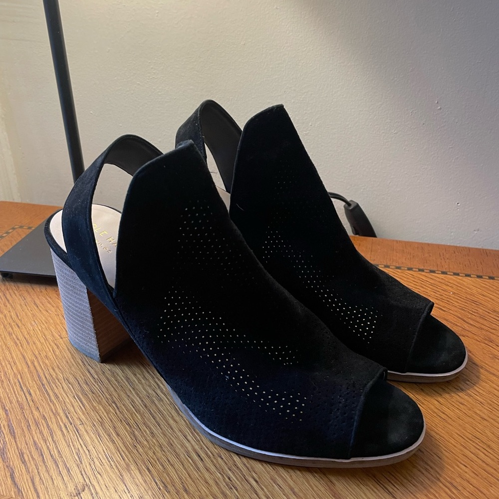 Cole Haan Callista Suede Open Toe Booties